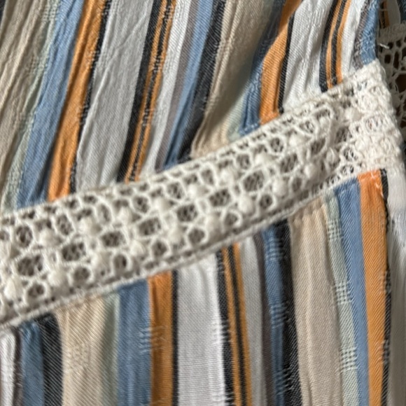 NWT Lola P. Sleeveless Blouse Top Womens S Stripes Bohemian crochet Embroidery - Picture 6 of 11